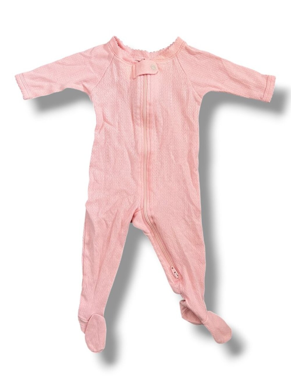 LAKE pajamas Baby Sleeper Pink Pointelle Zipper Footie Size 0-3M